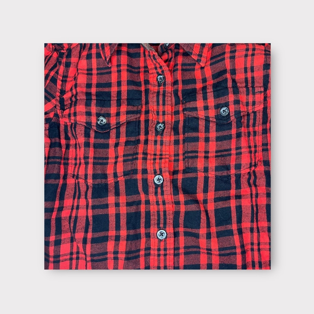Kavu Red & Black Plaid Long Sleeve Button Down Top - Picture 3 of 5
